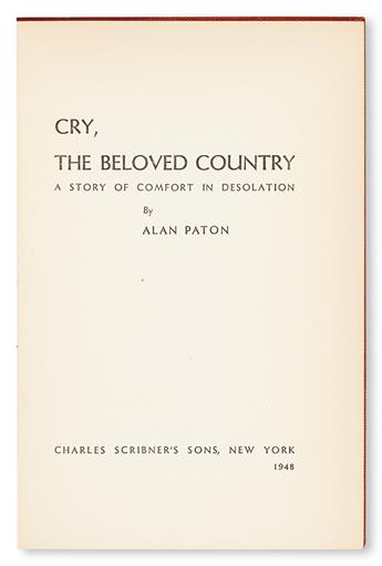 (AFRICA--SOUTH AFRICA.) PATON, ALAN. Cry the Beloved Country.